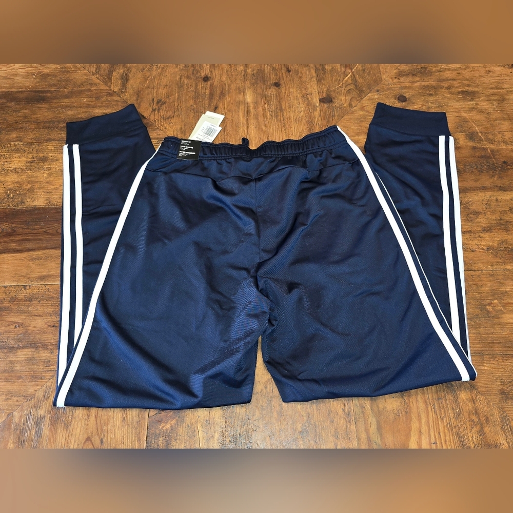 Adidas Navy & White Stripe Jogger Track Pants